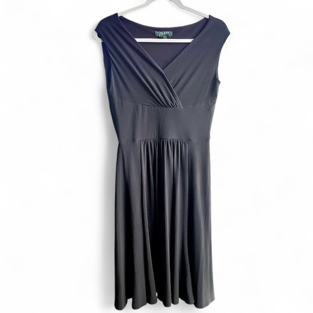 Lauren Ralph Lauren Little Black Dress V-Neck Fit & Flare Women’s‎ 4